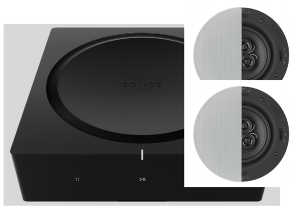 Set - Sonos AMP mit Flexson Deckeneinbaulautsprecher 75 Watt (Paar)