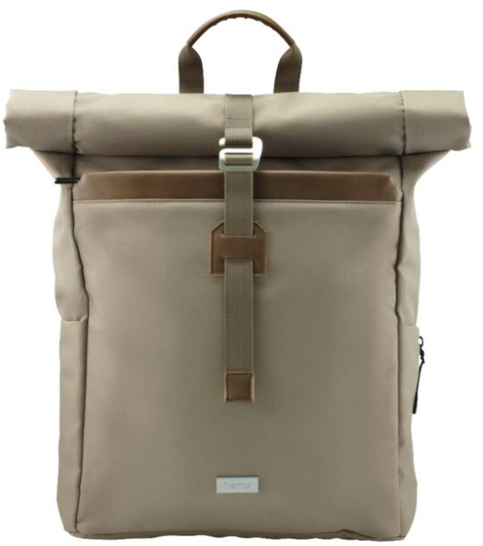 Hama Laptop-Rucksack Silvan Rolltop, nachhaltig, bis 16,2 Zoll - Beige