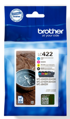 orig. Brother Tintenpatrone LC-422XL HY Value, 3000 Seiten BK + je 1500 Seiten Farbe