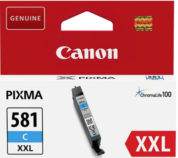 orig. Tintenpatrone Canon CLI-581XXLC cyan/blau, 11,7ml für ca. 800 Seiten