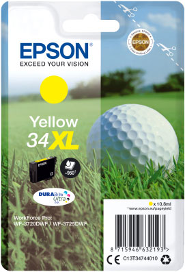 orig. Epson Tintenpatrone C13T34744010 Nr. 34XL gelb/yellow, 950 Seiten