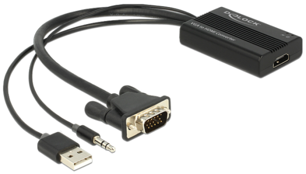Delock VGA zu HDMI Adapter mit Audio schwarz 62597
