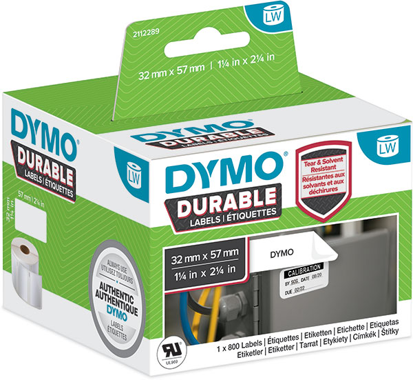 DYMO LabelWriter Etiketten High Performance, 57 x 32 mm, 1x800 Etiketten weiß 2112289 / 1933084