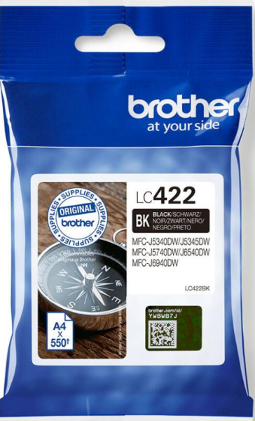 orig. Brother Tintenpatrone LC-422BK Black/schwarz, ca. 550 Seiten