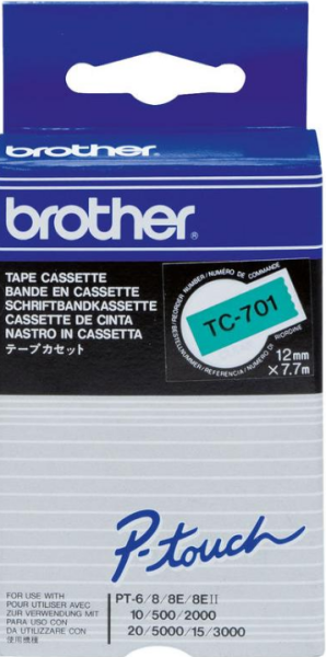 orig. Brother TC701/TC-701 Schriftbandkassette schwarz/grün, 12 mm