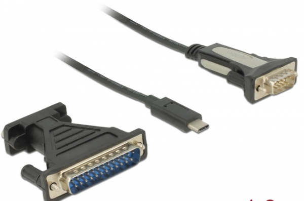 Delock Adapter USB Type-C > 1 x Seriell DB9 RS-232 + Adapter DB25 62904