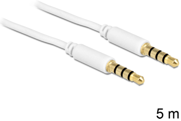 DELOCK Kabel Klinke 3,5 mm Stecker/ Stecker 4 Pin iPhone 5,0 m weiß