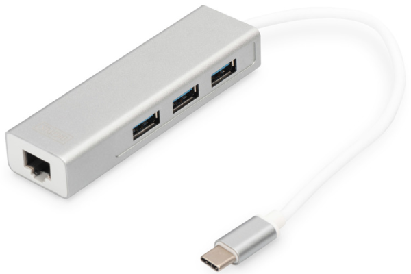 DIGITUS USB Type-C 3-Port Hub + Gigabit Ethernet Adapter