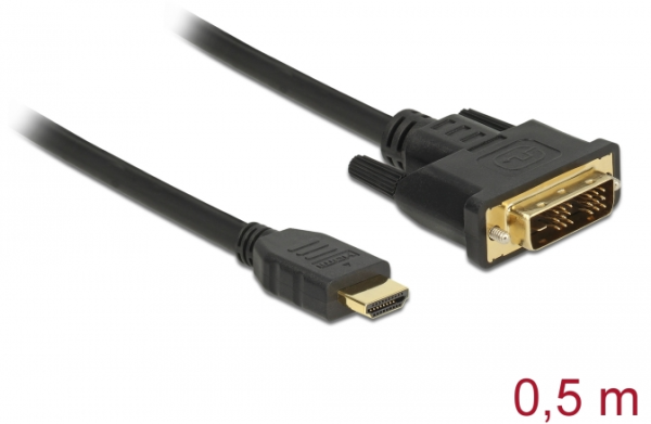 Delock HDMI zu DVI 18+1 Kabel bidirektional 0,5 m Schwarz