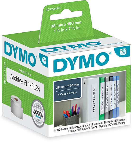 Dymo LabelWriter Ordner Etiketten 38x190 weiss