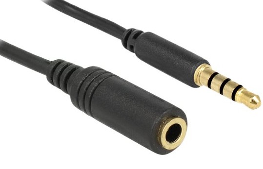 DELOCK Audio Kabel Klinke Verlängerung 3,5 mm Stecker > Buchse 4 Pin IPhone 1,0 m schwarz