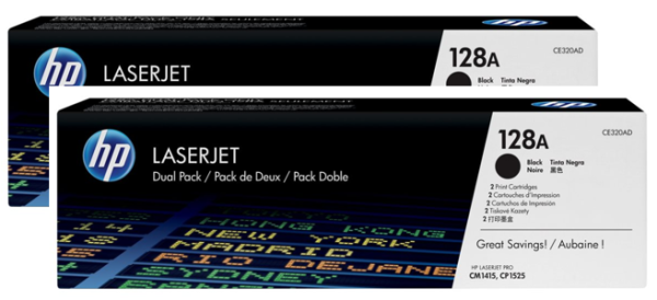 orig. Toner HP CE320AD 128A Black/Schwarz 2x 2.000 Seiten