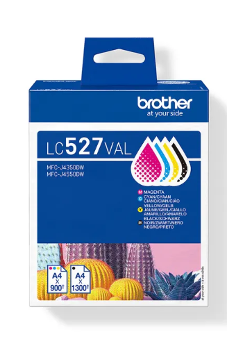 orig. Brother Tintenpatrone LC-527VAL Value Pack ca. 1300 Seiten schwarz und 900 Seiten je Farbe