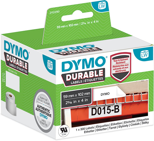 DYMO LabelWriter Etiketten High Performance, 59 x 102 mm, 1x300 Etiketten weiß 2112290 / 1933088