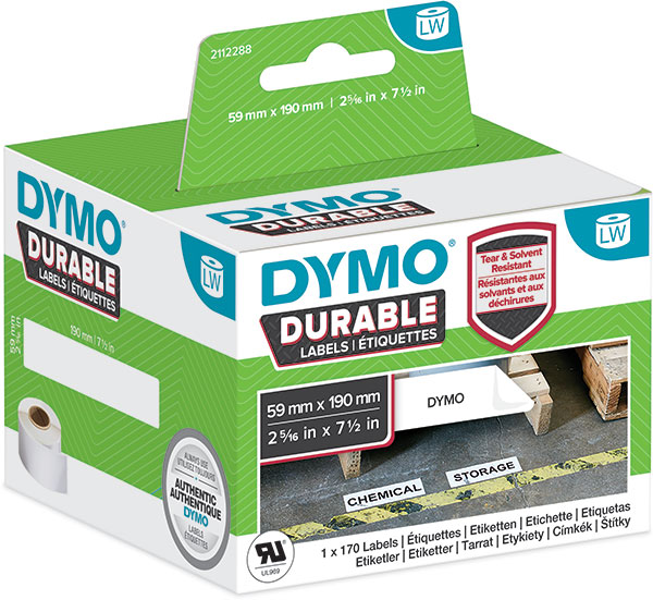 DYMO LabelWriter Etiketten High Performance, 59 x 190 mm, 1x170 Etiketten weiß 2112288 / 1933087