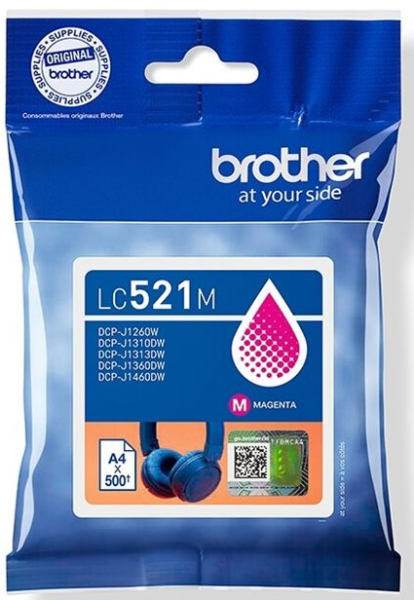 orig. Brother Tintenpatrone LC-521M mangenta/rot für bis zu 500 Seiten