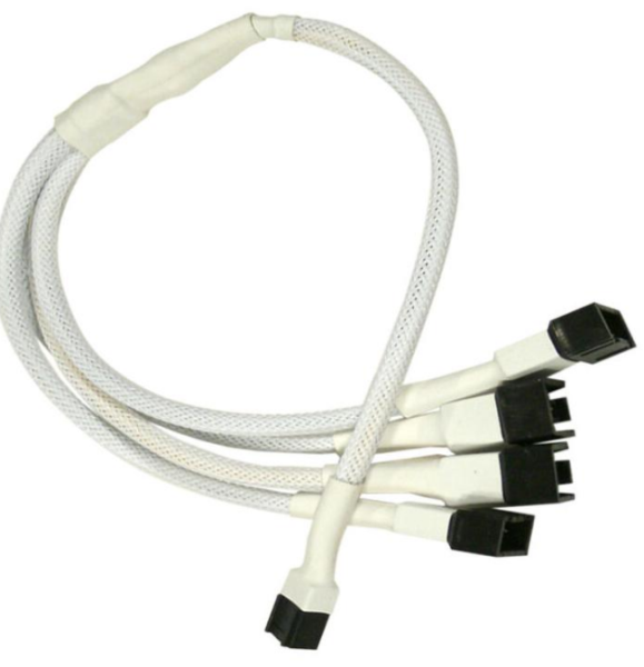 Nanoxia Kabel Molex 3-Pin auf 4 x 3 Pin weiss, NX34A30W