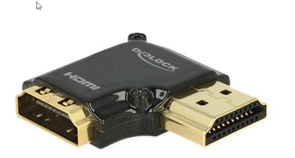 Delock Adapter High Speed HDMI mit Ethernet – HDMI-A Buchse > HDMI-A Stecker 4K 90° gewinkelt rechts