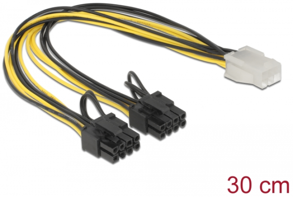 Delock PCI Express Stromkabel 6 Pin Buchse > 2 x 8 Pin Stecker 30 cm 83433