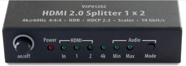 FeinTech HDMI 2.0 Splitter 1 x 2 mit Scaler, VSP01202