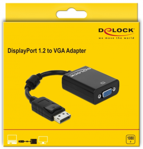DELOCK Adapter DP-St > VGA-Bu 22,5cm black