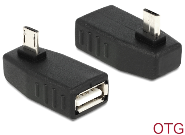 Delock Adapter USB micro-B Stecker > USB 2.0-A Buchse OTG 90° gewinkelt 65474